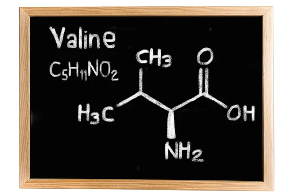 Schoolbord met de chemische formule van Valine — Stockfoto