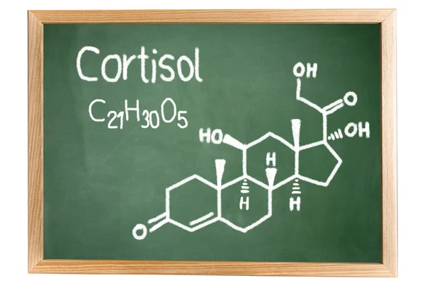 Tavlan med den kemiska formeln av kortisol — Stockfoto
