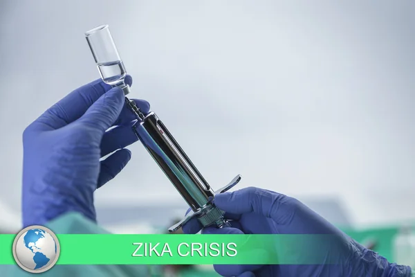 Digital composite of Zika news flash with medical imagery