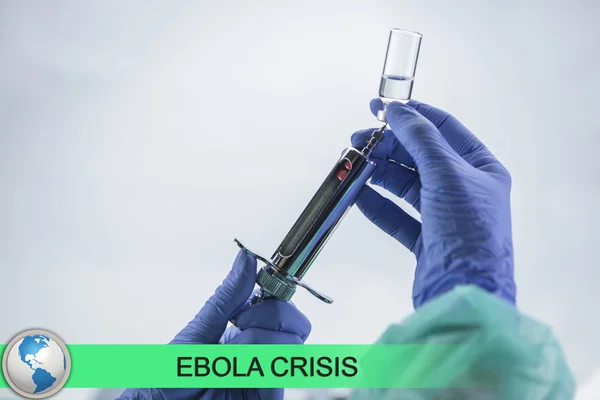 Digital composite of Ebola news flash with medical imagery