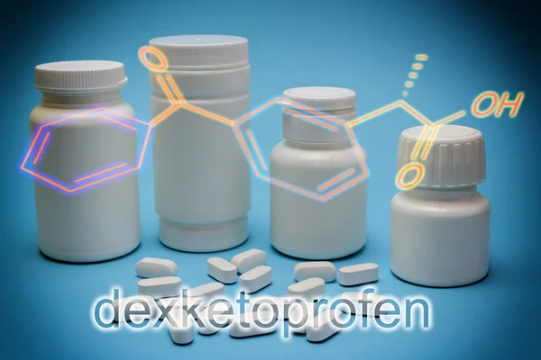 Fórmula química do Dexketoprofeno, anti-inflamatório não esteróide — Fotografia de Stock