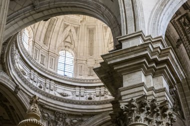 Inside view of the Cathedral in Jaen, central dome of cruise