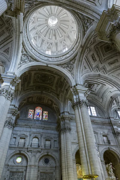 Inside view of the Cathedral in Jaen, central dome of cruise