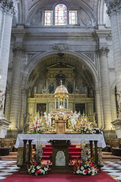 Μεγάλος βωμός, κέντρο του πρεσβυτερίου, συνορεύει με το ιερό, Χαέν, Ισπανία — Φωτογραφία Αρχείου