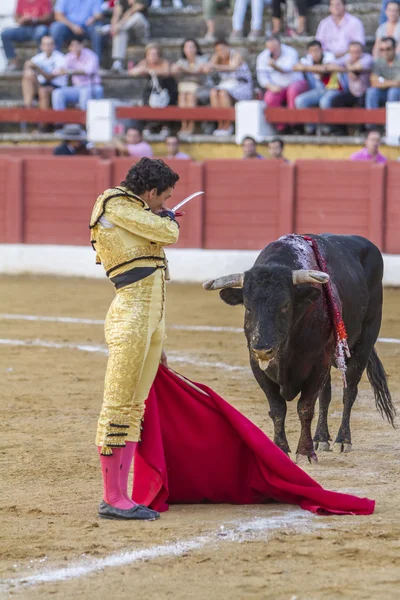 O toureiro espanhol Oliva Soto se prepara para entrar para matar th — Fotografia de Stock