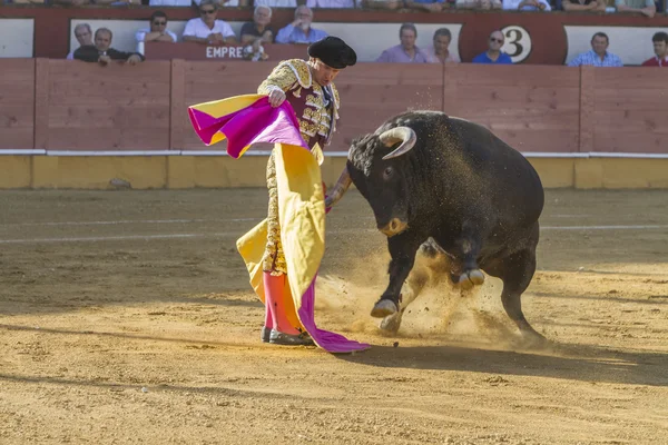 O toureiro espanhol Jose Luis Moreno touradas com o c — Fotografia de Stock