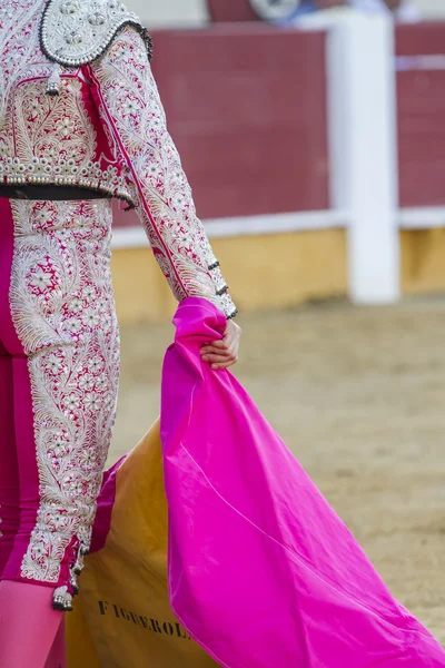 Spanish Bullfighter with the Cape in the bullring, Spain — Stock Photo, Image
