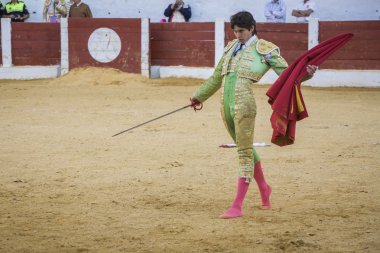 İspanyolca Boğa güreşçisi Sebastian Castella boğa güreşi ile