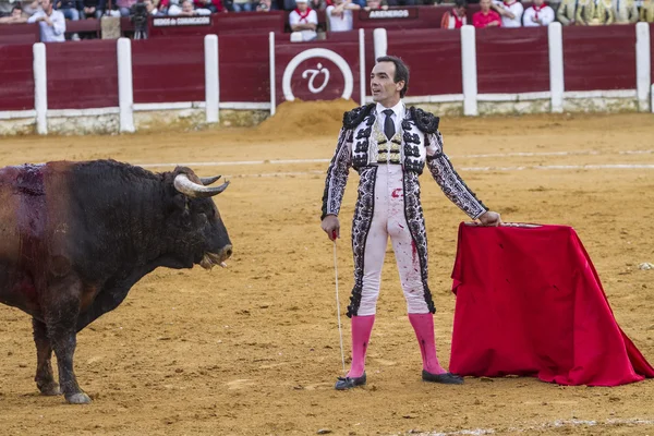 The Spanish Bullfighter El Fandi bullfighting with the crutch in — Stock Photo, Image