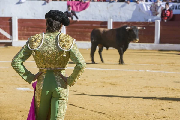 The Spanish Bullfighter Sebastian Castella bullfighting with the — Stock Photo, Image