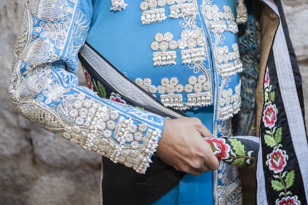 Detalhe do traje de luces ou vestido de toureiro, Espanha — Fotografia de Stock