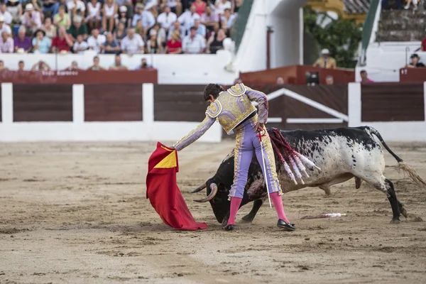 The Spanish Bullfighter Sebastian Castella bullfighting with the — Stock Photo, Image