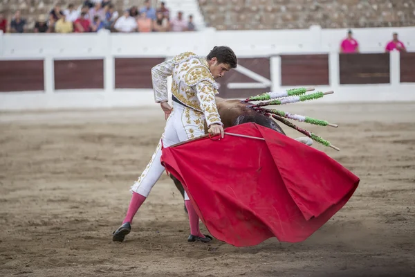 El torero español Daniel Luque corridas de toros con la muleta — Foto de Stock