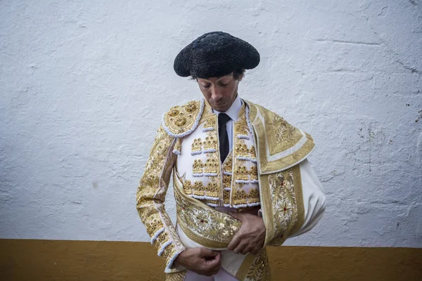 O toureiro espanhol Curro Diaz momentos totalmente focados befor — Fotografia de Stock