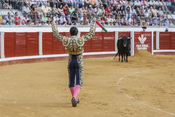 The Spanish Bullfighter David Fandila El Fandi with flags in eac — Stock Photo, Image