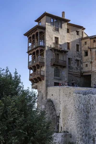 Předsazení domy (Casas Colgadas) v Cuenca, Castilla La Mancha, Španělsko — Stock fotografie