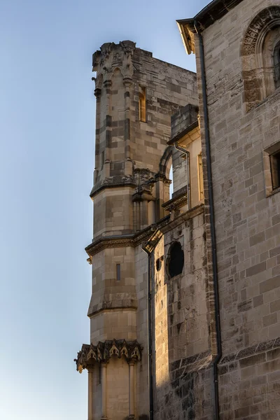 Detail of facade of the Cuenca's Cathedral, The cathedral is dedicated to St Julian, gothic english-norman style, XII century — Stock Photo, Image