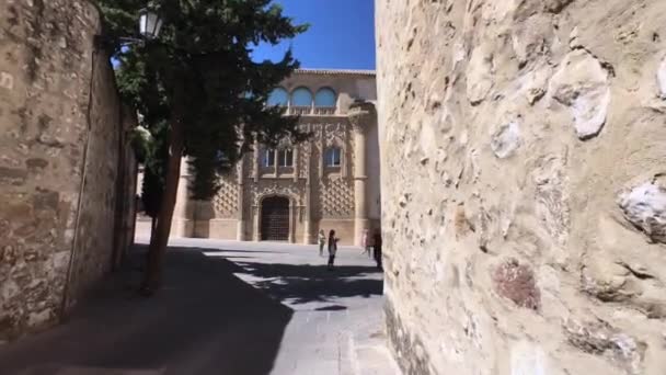 Palácio de Jabalquinto com a igreja românica de Santa Cruz na parte traseira, Baeza, Província de Jaen, Andaluzia, Espanha, Europa Ocidental — Vídeo de Stock