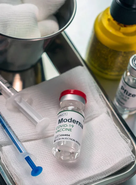 Várias Vacinas Diferentes Laboratórios Com Alta Eficácia Contra Covid Imagem — Fotografia de Stock