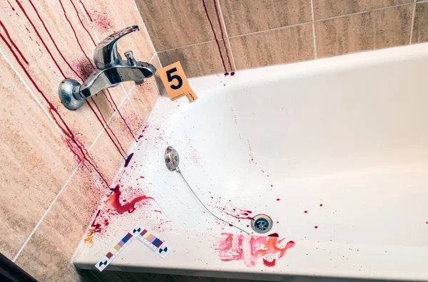 Scene Crime Bathroom Tracks Blood Conceptual Image — Stock Photo, Image