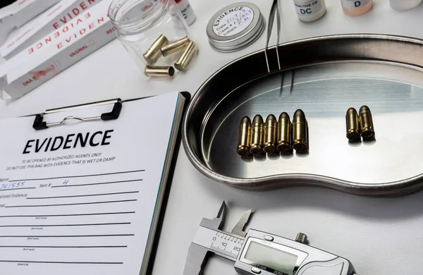 Criminalistic Laboratory Bullet Shell Analysis Conceptual Image — Stock Photo, Image