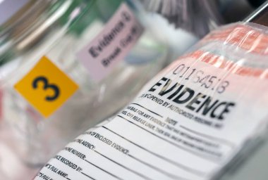 Laboratuvar adli ekipmanlarındaki DNA örnekleme tüpleri, kavramsal görüntü