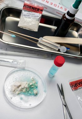 Suç laboratuvarı, kokain hidroklorür üzerinde toksikolojik tespit testi, kavramsal görüntü