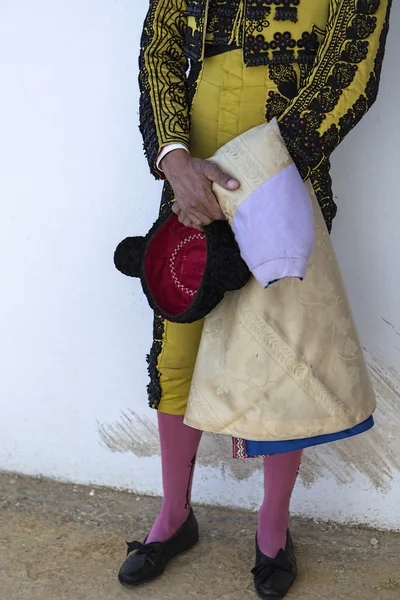 Stierkämpfer auf dem Paseillo oder erste Parade Stierkampf auf der Stierkampfarena von Baeza, Baeza, Provinz Jaen, Andalusien, Spanien — Stockfoto