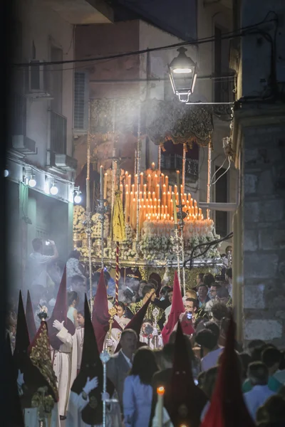 Nuestra Señora del Rosario passing by the stret with the candel — ストック写真