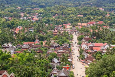 Skyview ve peyzaj luang prabang, Laos.