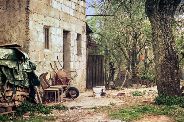 Cani Gabbia Una Fattoria Animali Infelici Luogo Degradato — Foto Stock