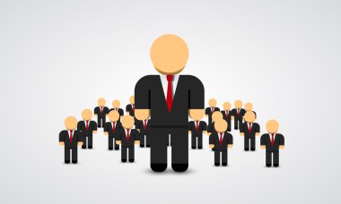 Gerçek lider - iş adamı kalabalığın içinde. Vektör çizim