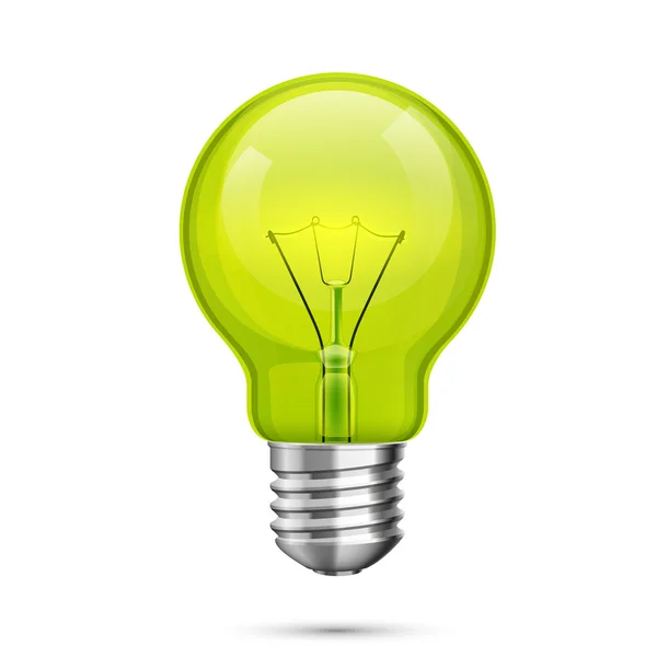 Icona idea lampada, oggetto luce verde sfondo bianco, Illustrazione vettoriale — Vettoriale Stock