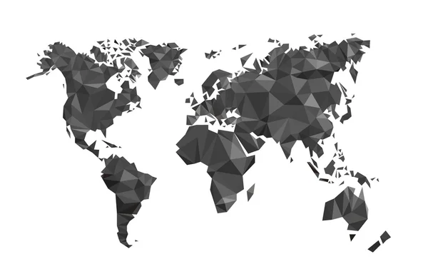 Kartenwelt-Polygon auf weißem Hintergrund, Vektorillustration — Stockvektor