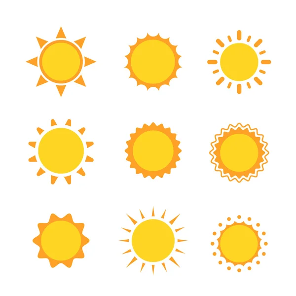 Sun icon sign set collection flat symbol, Vector illustration — Stock Vector