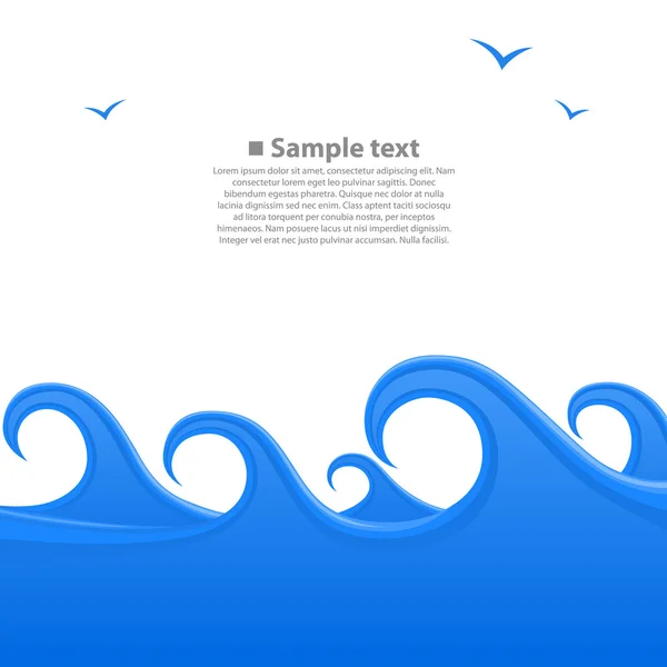 Sea waves cover, space for text white background, Vector illustration — Stock Vector