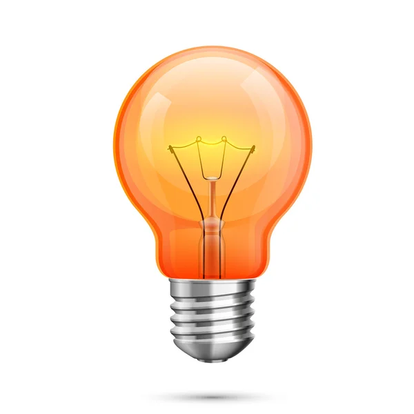 Ícone de ideia da lâmpada, objeto luz vermelha fundo branco, ilustração vetorial — Vetor de Stock