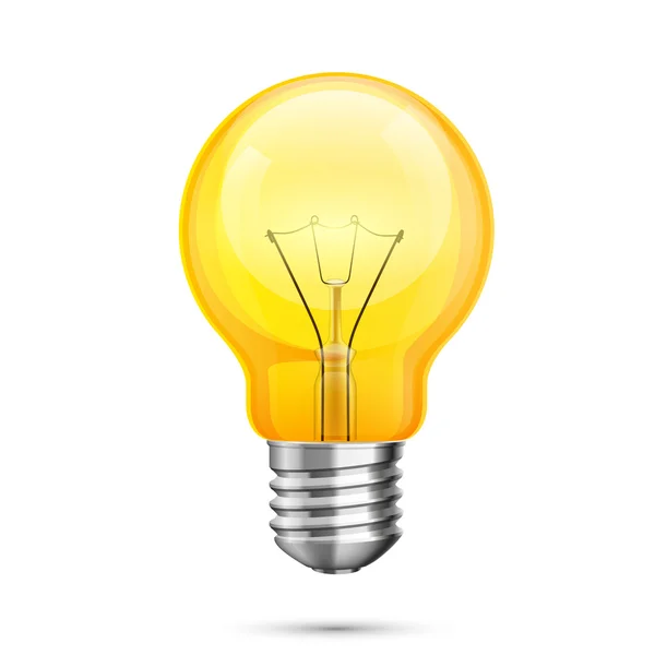 Pictogram van de idee van de lamp, object gele lichte witte achtergrond, vectorillustratie — Stockvector