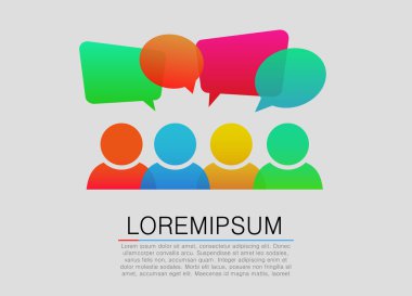 Renkli konuşma baloncukları olan insanlar simgeleri.