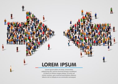 İnsanların yakınsak okları formunda büyük grup.