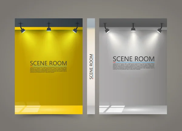 Kleur Room met een lichtbron banner, verlicht fase cover — Stockvector