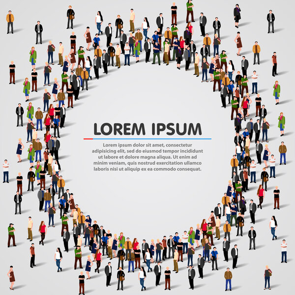 Large group of people in the circle shape.