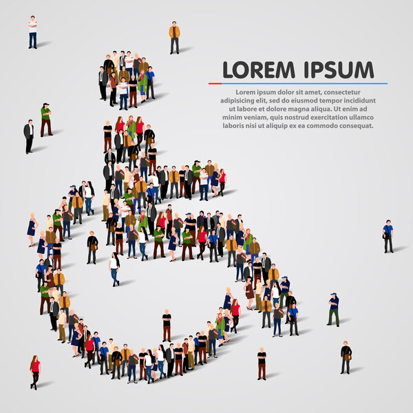 Large group of people in the wheelchair shape.