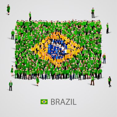 İnsanların Brezilya bayrağı şeklinde büyük grup.
