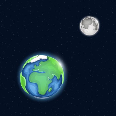 Uzayda dünya ve ay sistemi.