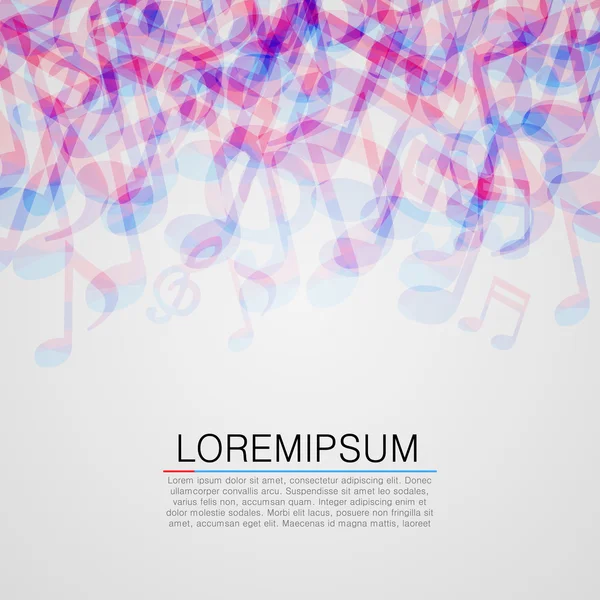 Illustration d'un fond abstrait avec des notes de musique colorée — Image vectorielle
