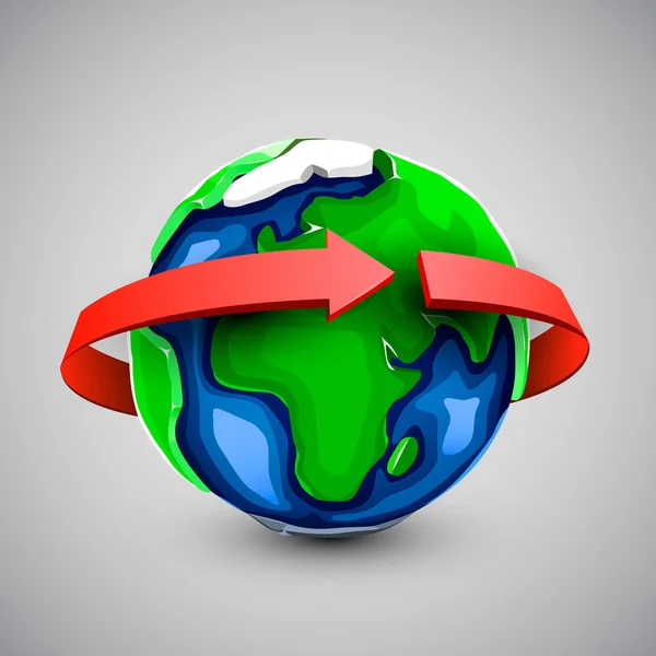 Globo de diseño con flecha alrededor del mundo . — Vector de stock