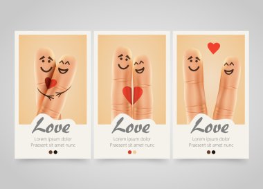 Modern renkli dikey aşk nedeni afiş. Mutlu parmak çifti