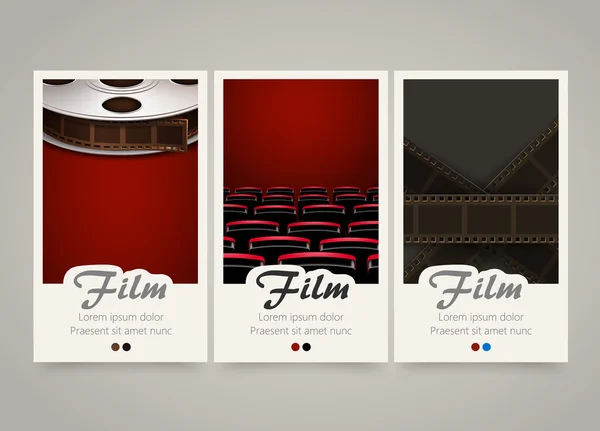Moderne bunte vertikale Kinobanner. Film, Filmflyer oder Einladungen. — Stockvektor