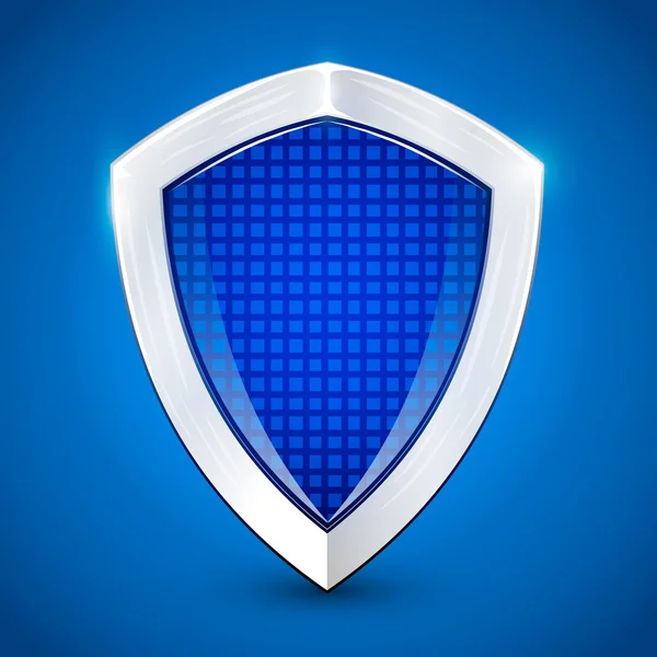 Shiny metal azul shied. Concepto de protección . — Vector de stock